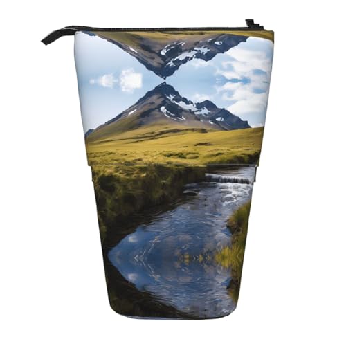 EZDLOWVBA Berg Wasserfall Druck Schreibwaren Tasche für Jungen & Mädchen Ständer Bleistifthalter Reißverschluss Federmäppchen Teleskopkoffer Studenten & Büro Mittelschule von EZDLOWVBA