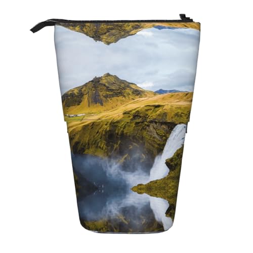 EZDLOWVBA Berg Wasserfall Druck Schreibwaren Tasche für Jungen & Mädchen Ständer Bleistifthalter Reißverschluss Federmäppchen Teleskopkoffer Studenten & Büro Mittelschule von EZDLOWVBA