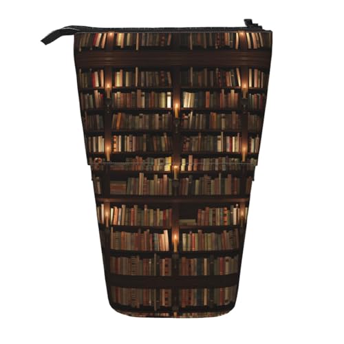 EZDLOWVBA Bibliothek Bücherregal Buch Druck Schreibwaren Tasche für Jungen & Mädchen Ständer Bleistifthalter Reißverschluss Federmäppchen Teleskopkoffer Studenten & Büro Mittelschule von EZDLOWVBA