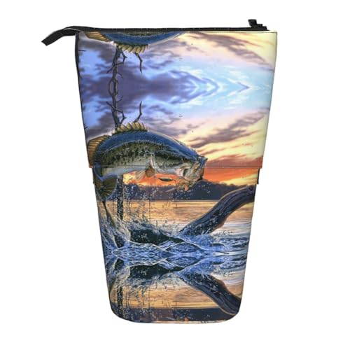 EZDLOWVBA Big Fish Print Schreibwaren Tasche für Jungen & Mädchen Ständer Bleistifthalter Reißverschluss Federmäppchen Teleskopkoffer Studenten & Büro Mittelschule von EZDLOWVBA