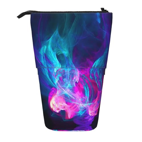 EZDLOWVBA Blau und Rosa Feuerdruck Schreibwaren Tasche für Jungen & Mädchen Ständer Bleistifthalter Reißverschluss Federmäppchen Teleskopkoffer Studenten & Büro Mittelschule von EZDLOWVBA