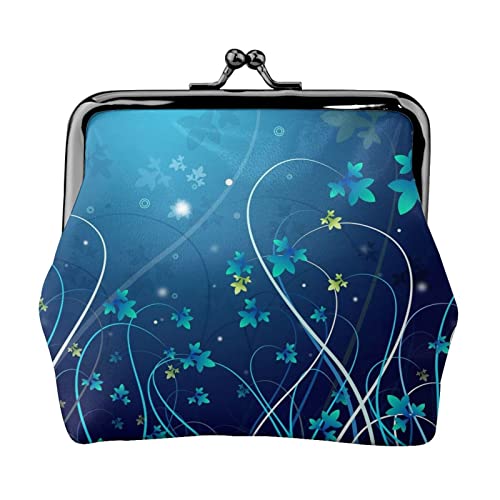 EZDLOWVBA Blauer Wirbel-Druck Doppelverschluss Metallrahmen Leder Kiss Lock Kleingeldtasche Geldbörse für Frauen mit Schlüssel, kleine Geldbörsen, Schwarz , Einheitsgröße von EZDLOWVBA