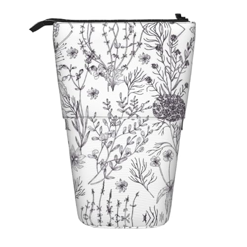 EZDLOWVBA Blühende Kräuter und krautige Pflanzen Druck Schreibwaren Tasche für Jungen & Mädchen Ständer Bleistifthalter Reißverschluss Federmäppchen Teleskopkoffer Studenten & Büro Mittelschule von EZDLOWVBA