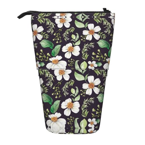 EZDLOWVBA Blume Blatt Druck Schreibwaren Tasche für Jungen & Mädchen Ständer Bleistifthalter Reißverschluss Federmäppchen Teleskopkoffer Studenten & Büro Mittelschule von EZDLOWVBA