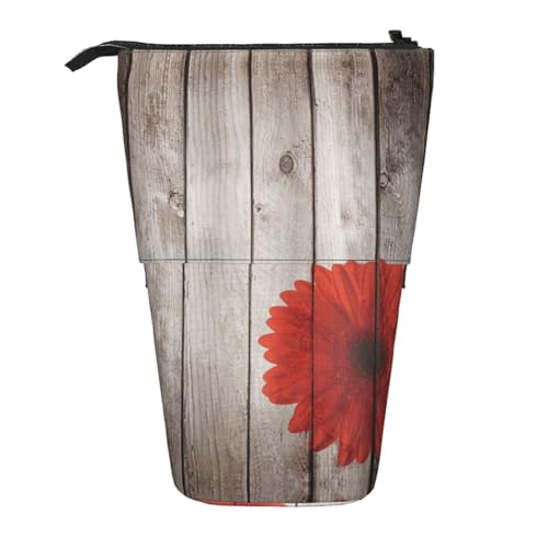 EZDLOWVBA Blume Rot Dahlie Druck Schreibwaren Tasche für Jungen & Mädchen Ständer Bleistifthalter Reißverschluss Federmäppchen Teleskopkoffer Studenten & Büro Mittelschule von EZDLOWVBA