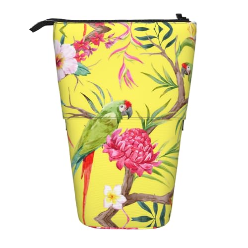 EZDLOWVBA Blume und Vogel Kunst Druck Schreibwaren Tasche für Jungen & Mädchen Ständer Bleistifthalter Reißverschluss Federmäppchen Teleskopkoffer Studenten & Büro Mittelschule von EZDLOWVBA