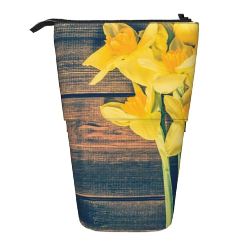 EZDLOWVBA Blumenstrauß Narzissen Druck Schreibwaren Tasche für Jungen & Mädchen Ständer Bleistifthalter Reißverschluss Federmäppchen Teleskopkoffer Studenten & Büro Mittelschule von EZDLOWVBA