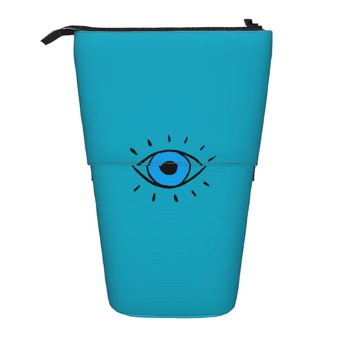 EZDLOWVBA Böser Blick Druck Schreibwaren Tasche für Jungen & Mädchen, Ständer Bleistifthalter, Reißverschluss Federmäppchen, Teleskopetui, Studenten & Büro Mittelschule von EZDLOWVBA