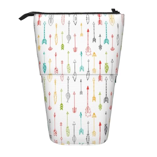 EZDLOWVBA Bunte handgezeichnete Kunst mit Boho-Stil Pfeilen Druck Schreibwarentasche für Jungen und Mädchen, Stand-Bleistifthalter, Reißverschluss-Federmäppchen, Teleskop-Etui, Studenten & Büro von EZDLOWVBA