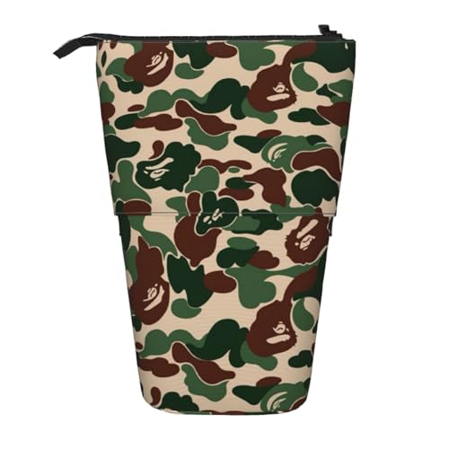 EZDLOWVBA Camouflage Grün Druck Schreibwaren Tasche für Jungen & Mädchen Ständer Bleistifthalter Reißverschluss Federmäppchen Teleskopkoffer Studenten & Büro Mittelschule von EZDLOWVBA