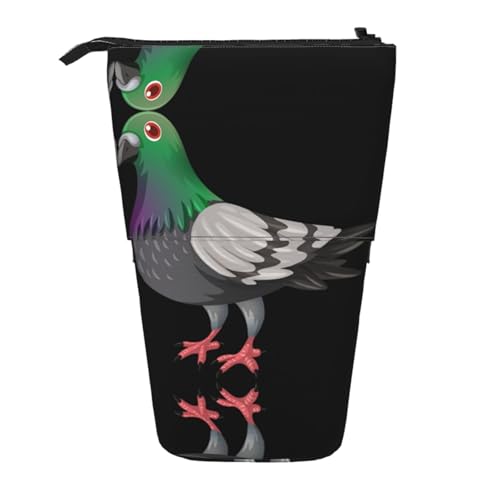 EZDLOWVBA Cartoon-Tauben-Druck-Schreibwaren-Tasche für Jungen und Mädchen, Ständer Stifthalter, Reißverschluss-Federmäppchen, Teleskop-Etui, Studenten & Büro Mittelschule von EZDLOWVBA