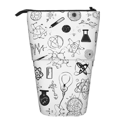 EZDLOWVBA Chemie Druck Schreibwaren Tasche für Jungen & Mädchen, Stand Bleistifthalter, Reißverschluss Federmäppchen, Teleskopetui, Studenten & Büro Mittelschule von EZDLOWVBA