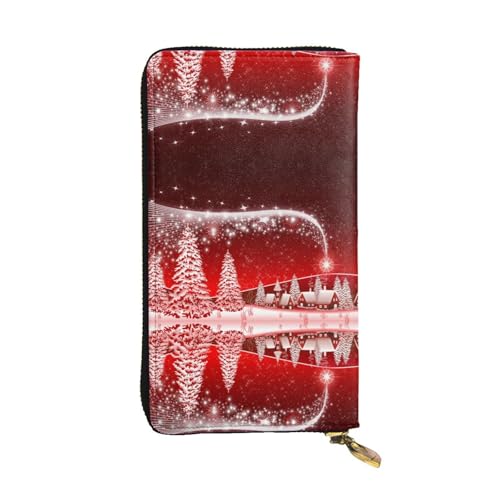 EZDLOWVBA Damen-Geldbörse, Motiv: Frohe Weihnachten, Motiv: Schneesterne, großes Fassungsvermögen, Clutch, Geldbörse für Damen, Herren, Geldbörse, Kreditkartenhalter, PU-Handtasche, Schwarz von EZDLOWVBA
