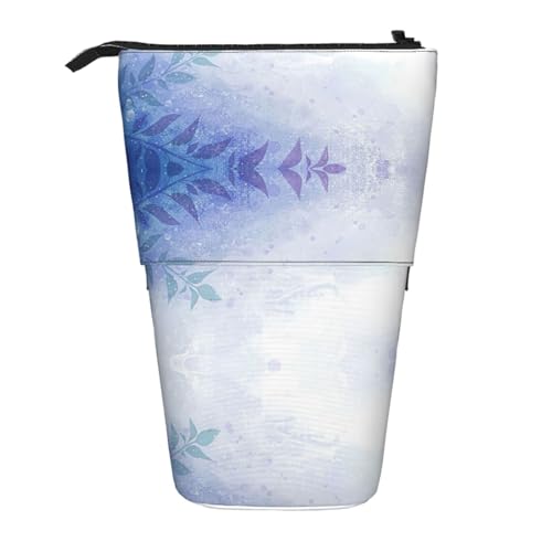 EZDLOWVBA Eisblumen-Druck-Schreibwaren-Tasche für Jungen und Mädchen, Ständer Stifthalter, Reißverschluss-Federmäppchen, Teleskop-Etui, Studenten & Büro Mittelschule von EZDLOWVBA