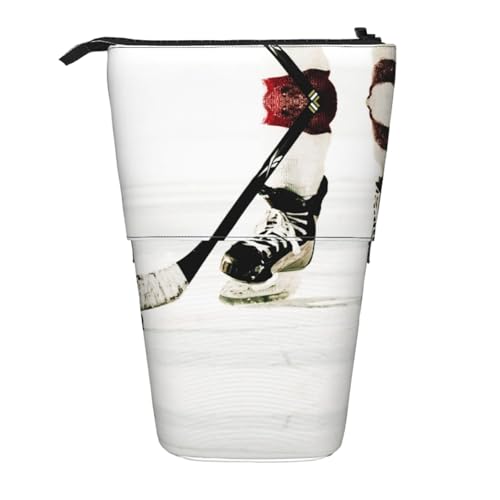 EZDLOWVBA Eishockey Muster Druck Schreibwaren Tasche für Jungen & Mädchen Ständer Bleistifthalter Reißverschluss Federmäppchen Teleskopkoffer Studenten & Büro Mittelschule von EZDLOWVBA
