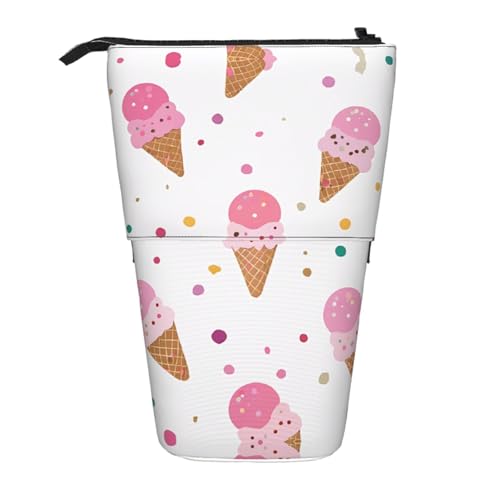 EZDLOWVBA Eiswaffeln Druck Schreibwaren Tasche für Jungen & Mädchen, Ständer Bleistifthalter, Reißverschluss Federmäppchen, Teleskopetui, Studenten & Büro Mittelschule von EZDLOWVBA