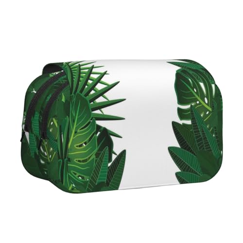 EZDLOWVBA Exotic Fantasy Federmäppchen mit tropischen Palmenblättern, großes Fassungsvermögen, Stifteetui mit 2 Fächern, Stifthalter, Organizer, Schreibwarentasche von EZDLOWVBA