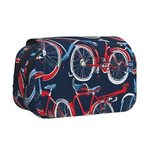 EZDLOWVBA Fahrrad-Druck-Federmäppchen, großes Fassungsvermögen, Federmäppchen mit 2 Fächern, Stifthalter, Organizer, Schreibwaren-Tasche von EZDLOWVBA