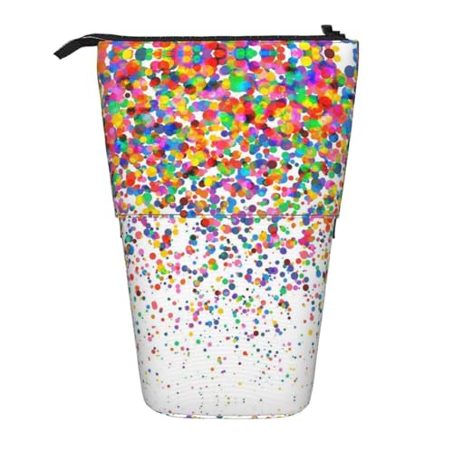 EZDLOWVBA Farbige Punkte, Kunstdruck, Schreibwaren-Tasche für Jungen und Mädchen, Stand-Bleistifthalter, Reißverschluss-Federmäppchen, Teleskop-Etui, Studenten & Büro, Mittelschule von EZDLOWVBA