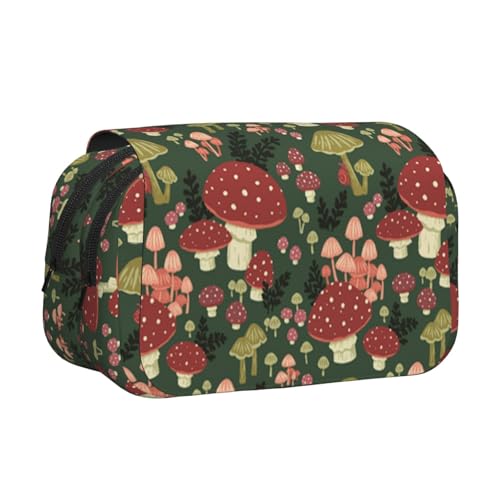 EZDLOWVBA Federmäppchen, Motiv: helle Pilze, Kunstdruck, großes Fassungsvermögen, Stifteetui mit 2 Fächern, Stifthalter, Organizer, Schreibwaren-Tasche von EZDLOWVBA