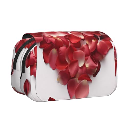 EZDLOWVBA Federmäppchen in Herzform, Blumenblätter, großes Fassungsvermögen, Stifteetui mit 2 Fächern, Stifthalter, Organizer, Schreibwaren-Tasche von EZDLOWVBA
