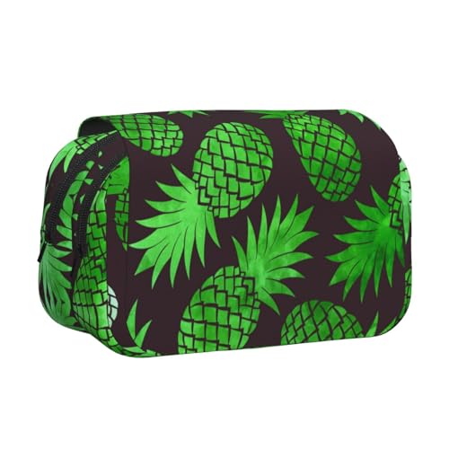 EZDLOWVBA Federmäppchen mit Ananas-Kunstdruck, großes Fassungsvermögen, Stifteetui mit 2 Fächern, Stifthalter, Organizer, Schreibwaren-Tasche von EZDLOWVBA