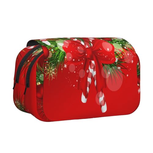 EZDLOWVBA Federmäppchen mit Aufschrift "Merry Christmas", großes Fassungsvermögen, Stifteetui mit 2 Fächern, Stifthalter, Organizer, Schreibwaren-Tasche von EZDLOWVBA