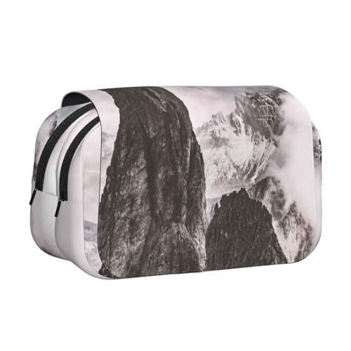 EZDLOWVBA Federmäppchen mit Bergwolken-Aufdruck, großes Fassungsvermögen, Stifteetui mit 2 Fächern, Stifthalter, Organizer, Schreibwaren-Tasche von EZDLOWVBA