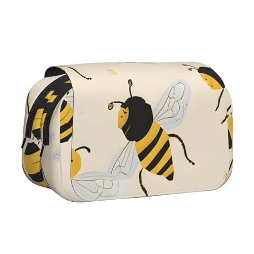 EZDLOWVBA Federmäppchen mit Bienendruck, großes Fassungsvermögen, Stifteetui mit 2 Fächern, Stifthalter, Organizer, Schreibwaren-Tasche von EZDLOWVBA