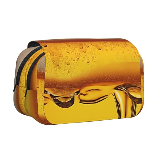 EZDLOWVBA Federmäppchen mit Bier-Tapetendruck, großes Fassungsvermögen, Stifteetui mit 2 Fächern, Stifthalter, Organizer, Schreibwaren-Tasche von EZDLOWVBA