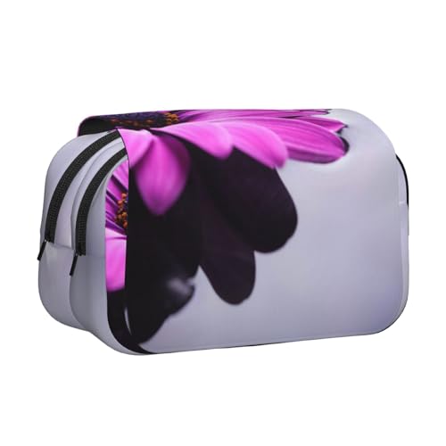 EZDLOWVBA Federmäppchen mit Blumendruck, großes Fassungsvermögen, Stifteetui mit 2 Fächern, Stifthalter, Organizer, Schreibwaren-Tasche, Violett von EZDLOWVBA