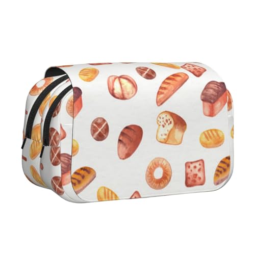 EZDLOWVBA Federmäppchen mit Brotaufdruck, großes Fassungsvermögen, Stifteetui mit 2 Fächern, Stifthalter, Organizer, Schreibwaren-Tasche EZDLOWVBA Federmäppchen mit Brotaufdruck, großes Fassungsvermögen, Stifteetui mit 2 Fächern, Stifthalter, Organizer, Schreibwaren-Tasche von EZDLOWVBA