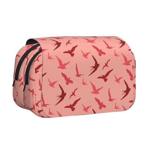 EZDLOWVBA Federmäppchen mit Cartoon-Vogeldruck, großes Fassungsvermögen, Stifteetui mit 2 Fächern, Stifthalter, Organizer, Schreibwaren-Tasche von EZDLOWVBA