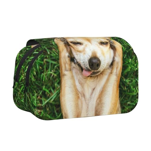 EZDLOWVBA Federmäppchen mit Chihuahua-Hunde-Aufdruck, großes Fassungsvermögen, Stifteetui mit 2 Fächern, Stifthalter, Organizer, Schreibwaren-Tasche von EZDLOWVBA
