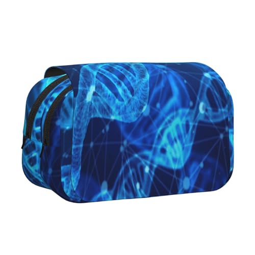 EZDLOWVBA Federmäppchen mit DNA-Kette, Fotodruck, großes Fassungsvermögen, Stifteetui mit 2 Fächern, Stifthalter, Organizer, Schreibwaren-Tasche von EZDLOWVBA