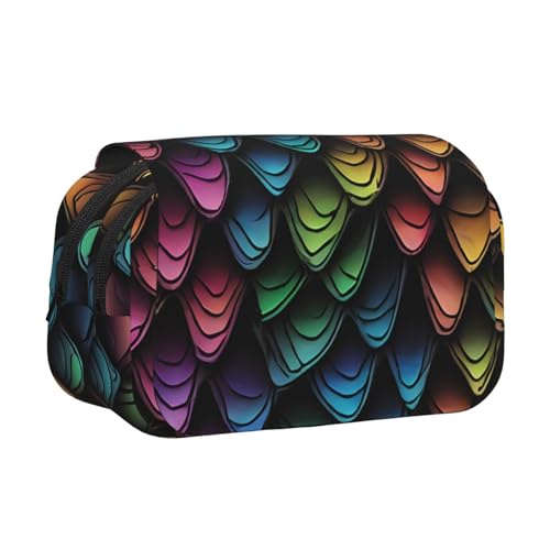 EZDLOWVBA Federmäppchen mit Drachen-Schuppen-Druck, großes Fassungsvermögen, Stifteetui mit 2 Fächern, Stifthalter, Organizer, Schreibwaren-Tasche von EZDLOWVBA