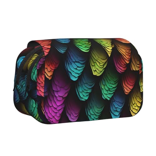 EZDLOWVBA Federmäppchen mit Drachen-Schuppen-Druck, großes Fassungsvermögen, Stifteetui mit 2 Fächern, Stifthalter, Organizer, Schreibwaren-Tasche von EZDLOWVBA