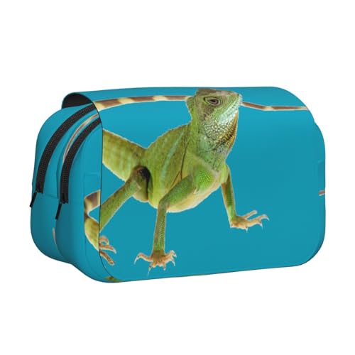 EZDLOWVBA Federmäppchen mit Eidechsenmotiv, großes Fassungsvermögen, Stifteetui mit 2 Fächern, Stifthalter, Organizer, Schreibwaren-Tasche von EZDLOWVBA