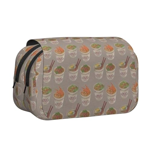 EZDLOWVBA Federmäppchen mit Eierbechern, Nudeln, Ramen-Druck, großes Fassungsvermögen, Stifteetui mit 2 Fächern, Stifthalter, Organizer, Schreibwaren-Tasche von EZDLOWVBA