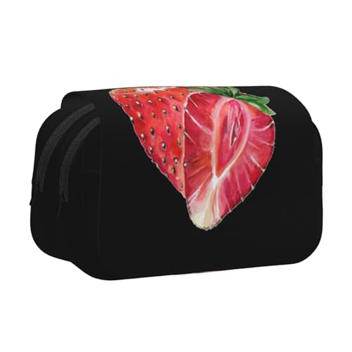 EZDLOWVBA Federmäppchen mit Erdbeermotiv, großes Fassungsvermögen, Stifteetui mit 2 Fächern, Stifthalter, Organizer, Schreibwaren-Tasche von EZDLOWVBA