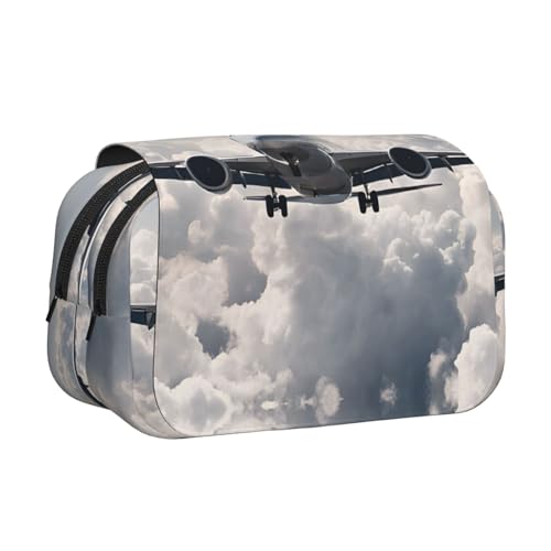EZDLOWVBA Federmäppchen mit Flugzeug-Kunstdruck, großes Fassungsvermögen, Federmäppchen mit 2 Fächern, Stifthalter, Organizer, Schreibwaren-Tasche von EZDLOWVBA
