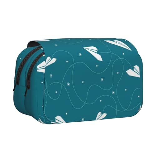 EZDLOWVBA Federmäppchen mit Flugzeugdruck, großes Fassungsvermögen, Stifteetui mit 2 Fächern, Stifthalter, Organizer, Schreibwaren-Tasche von EZDLOWVBA