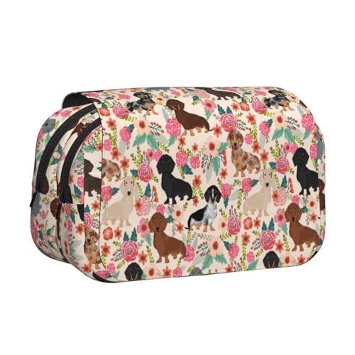EZDLOWVBA Federmäppchen mit Hunde-Blumendruck, großes Fassungsvermögen, Stifteetui mit 2 Fächern, Stifthalter, Organizer, Schreibwaren-Tasche EZDLOWVBA Federmäppchen mit Hunde-Blumendruck, großes Fassungsvermögen, Stifteetui mit 2 Fächern, Stifthalter, Organizer, Schreibwaren-Tasche von EZDLOWVBA