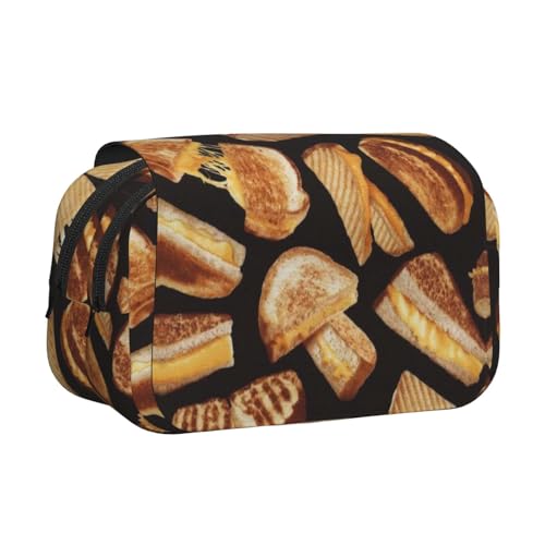 EZDLOWVBA Federmäppchen mit Käse-Sandwiches-Aufdruck, großes Fassungsvermögen, Stifteetui mit 2 Fächern, Stifthalter, Organizer, Schreibwaren-Tasche von EZDLOWVBA