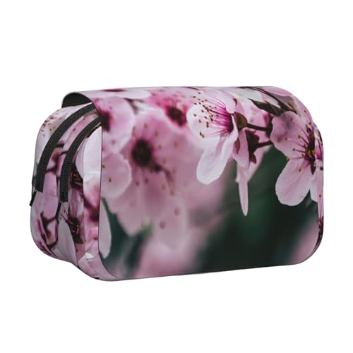 EZDLOWVBA Federmäppchen mit Kirschblüten-Aufdruck, großes Fassungsvermögen, Stifteetui mit 2 Fächern, Stifthalter, Organizer, Schreibwaren-Tasche von EZDLOWVBA
