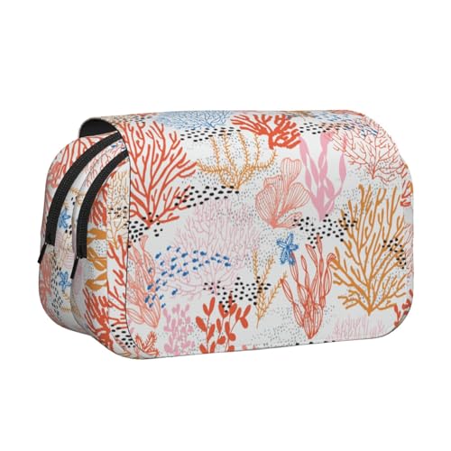 EZDLOWVBA Federmäppchen mit Korallenriff-Aufdruck, großes Fassungsvermögen, Stifteetui mit 2 Fächern, Stifthalter, Organizer, Schreibwaren-Tasche von EZDLOWVBA