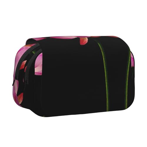 EZDLOWVBA Federmäppchen mit Lotusdruck, großes Fassungsvermögen, Federmäppchen mit 2 Fächern, Stifthalter, Organizer, Schreibwaren-Tasche von EZDLOWVBA