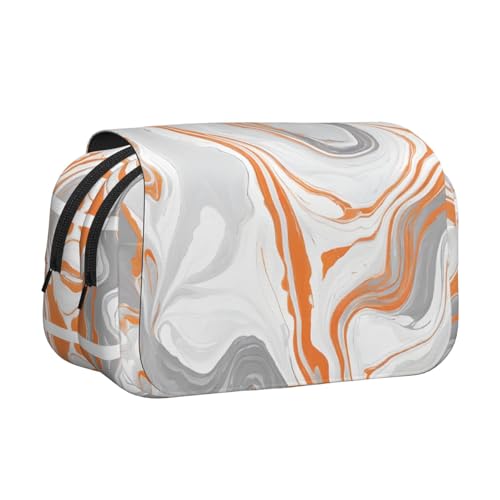 EZDLOWVBA Federmäppchen mit Marmor-Textur, Kupferspritzer-Druck, großes Fassungsvermögen, Stifteetui mit 2 Fächern, Stifthalter, Organizer, Schreibwaren-Tasche von EZDLOWVBA