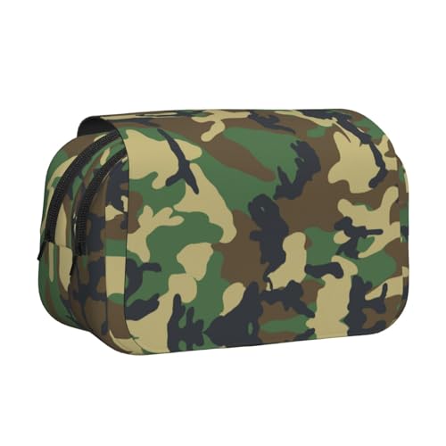 EZDLOWVBA Federmäppchen mit Militär-Camouflage-Druck, großes Fassungsvermögen, Stifteetui mit 2 Fächern, Stifthalter, Organizer, Schreibwaren-Tasche, Grün von EZDLOWVBA