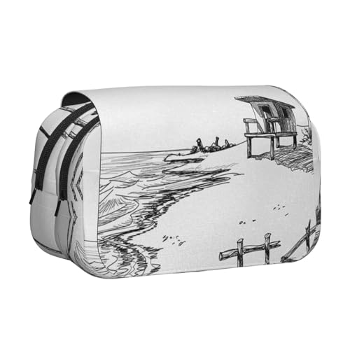 EZDLOWVBA Federmäppchen mit Palmen-Druck, großes Fassungsvermögen, Stifteetui mit 2 Fächern, Stifthalter, Organizer, Schreibwaren-Tasche von EZDLOWVBA